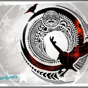 DXF SVG cut file Maori Raven + mask by Fusselfreies