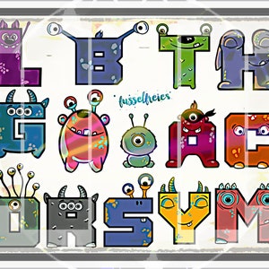 Fussel Monster Alphabet ABC - Plotterdatei DXF SVG von Fusselfreies