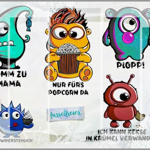 Candy Fussel Monster Vol5 - Plotterdatei Plottervorlage Keks, Muffin, Bonbon, Kaugummi, Popcorn, Süßigkeiten, Sweets DXF SVG