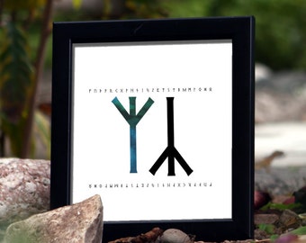 Algiz - Runes -Viking Runes -  Elder Futhark - Viking - Divination - Norse Art - Pagan - Elhaz - Asatru - The Runes - Wall Art - Wiccan