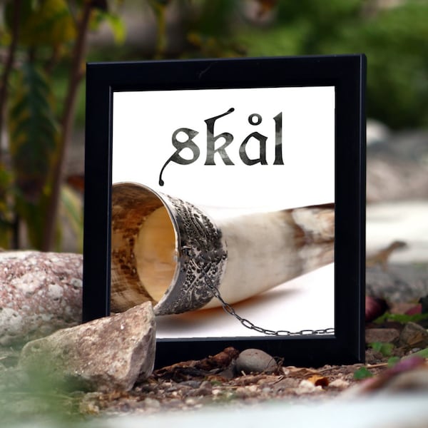 skål - Viking Drinking Horn - Viking Decor - Norse Art - Odin - Cheers - Viking Prints - Wall Art - Heathen - Asatru - Pagan