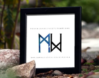 Mannaz - Print - Runen - Viking - älteren Futhark - germanische Kunst - heidnischen - Asatru - die Runen - Weissagung - Wicca - Wand Kunst - Dekoration