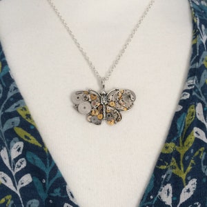 Pendentif papillon Steampunk, bijoux dinsectes horlogers, cadeau nature, cadeau upcyclé, cadeau pour elle image 8