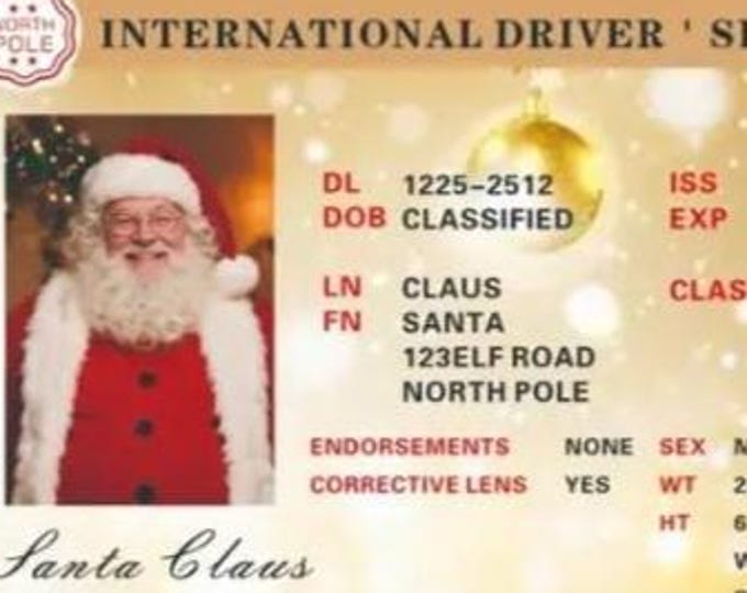 Santa Claus International Driver's License - Gold