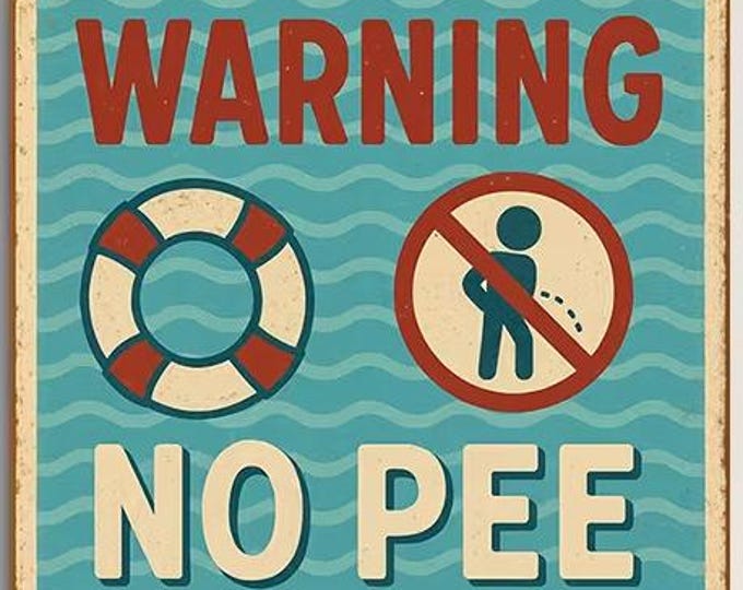 Warning No Pee Zone Metal Sign - 8x12 Inch