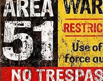 Area 51 Vintage Style Metal Sign - 8x12 Inch