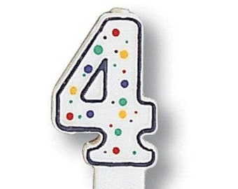 Polka Dot Number 4 Birthday Party Candle