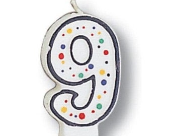 Polka Dot Number 9 Birthday Party Candle