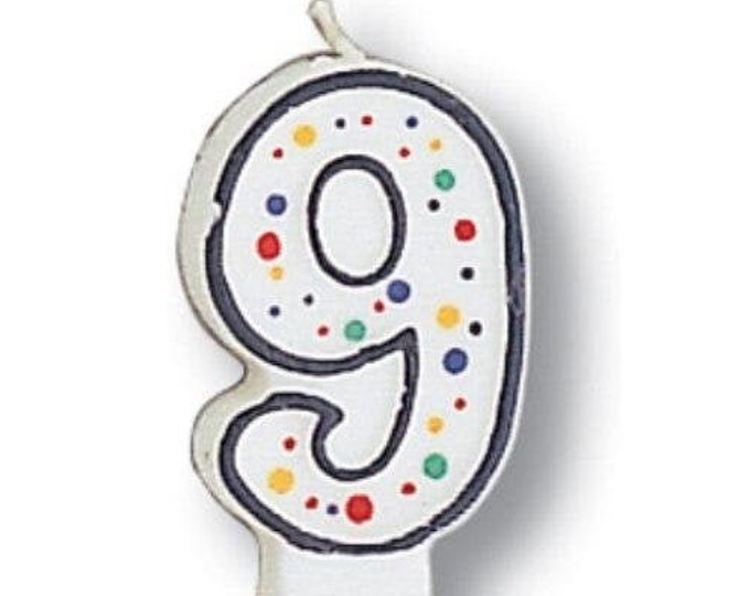 Polka Dot Number 9 Birthday Party Candle