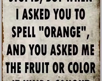 I Never Called You Stupid Metal Sign - 8x12 Inch