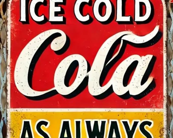 Ice Cold Cola As Always 5 Cents Metal Sign - 8x12 Inch