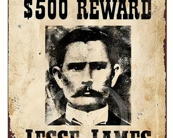 Jesse James Poster Style Metal Sign - 8x12 Inch