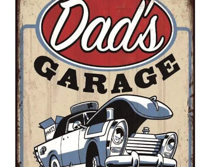 Dad's Garage Retro Vintage Service Station Metal Sign - 8x12 Inch