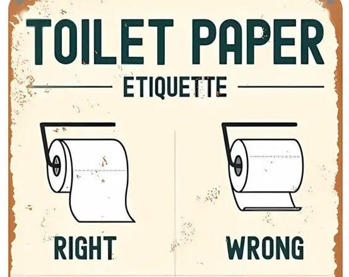 Toilet Paper Etiquette Retro Vintage Tin Sign 8x12 Inch Etsy