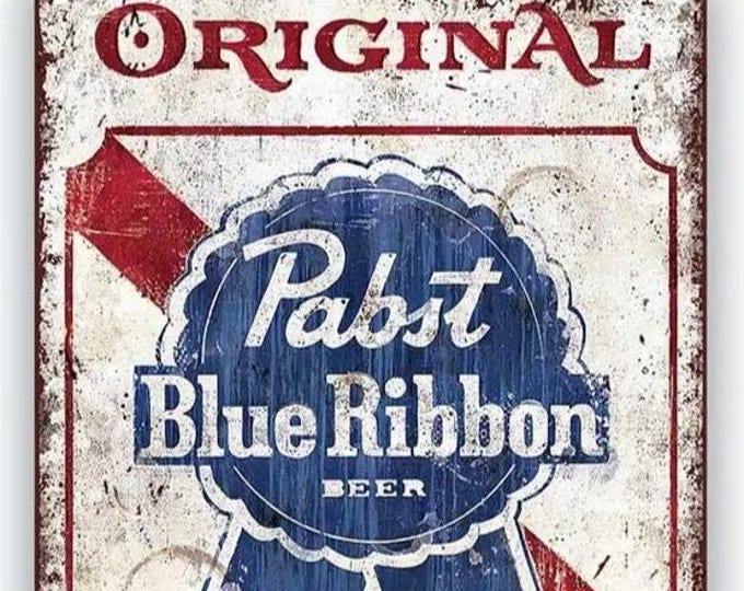 Pabst Blue Ribbon Beer Metal Sign - 8x12 Inch