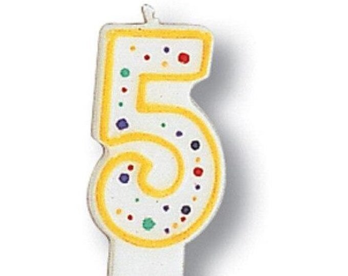 Polka Dot Number 5 Birthday Party Candle