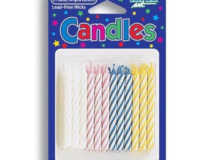 Pastel Striped Birthday Party Candles (24)