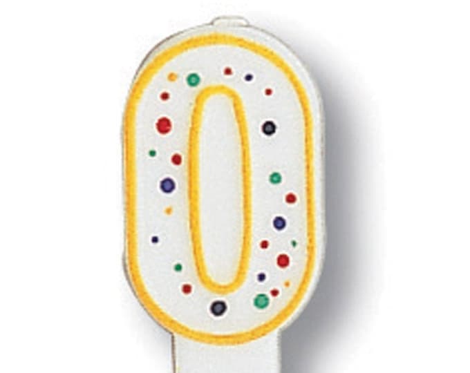 Polka Dot Number 0 Birthday Party Candle