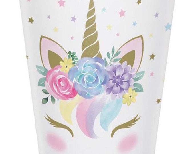 Pastel Unicorn 9-Ounce Cups (8)