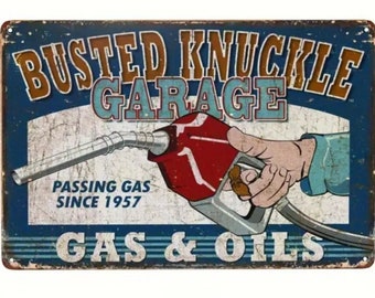 Busted Knuckle Garage Metal Sign - 8x12 Inch