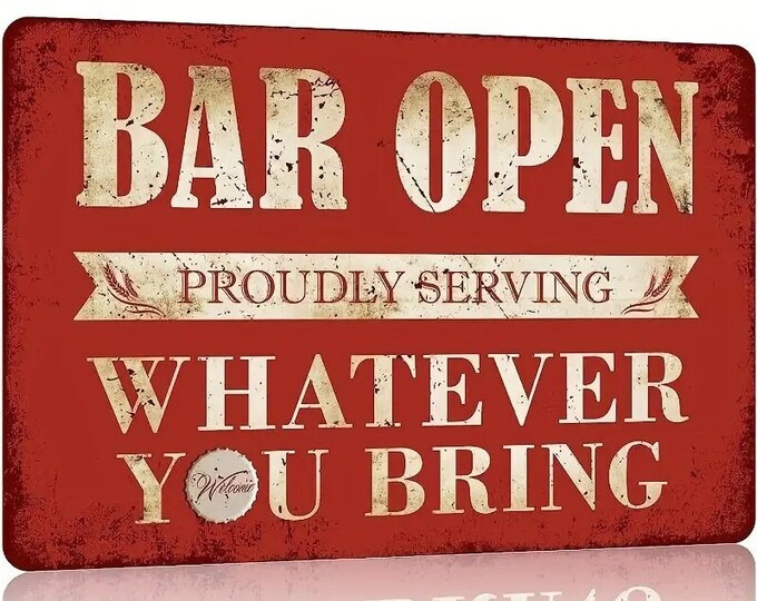 Bar Open Wood Sign - Reproduction Retro Vintage Wood Sign - 6x8 Inch