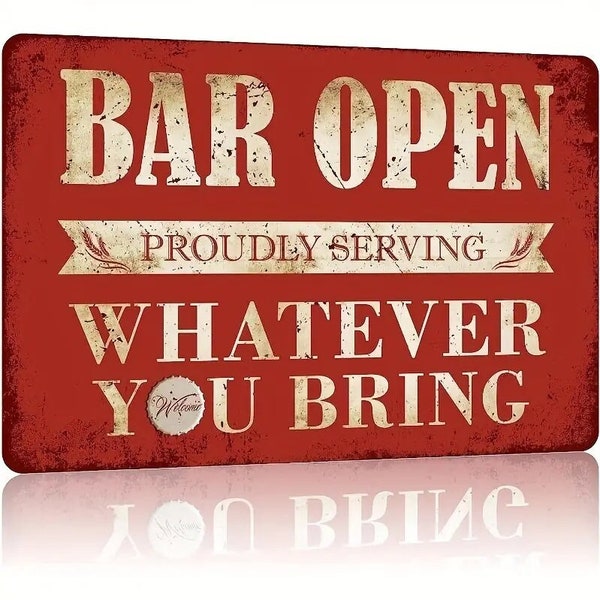 Bar Open Wood Sign - Reproduction Retro Vintage Wood Sign - 6x8 Inch