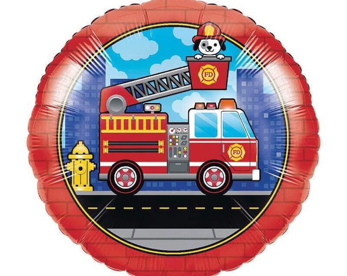 Flaming Fire Truck Balloon
