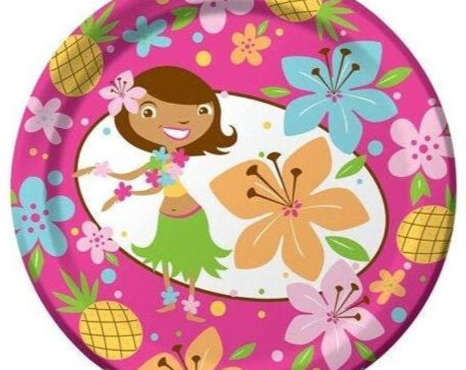 Pink Luau Fun Dessert Plates (8)