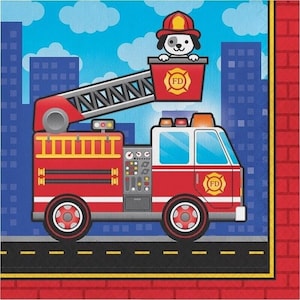 Flaming Fire Truck Lunch Napkins (16)