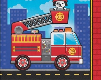 Flaming Fire Truck Lunch Napkins (16)