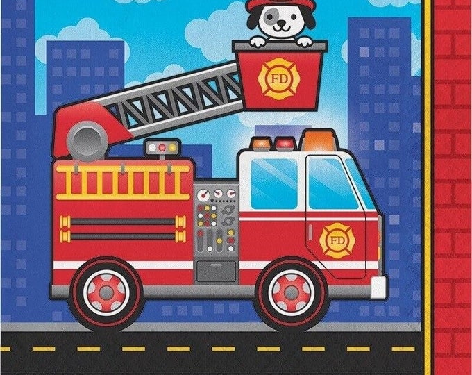 Flaming Fire Truck Lunch Napkins (16)