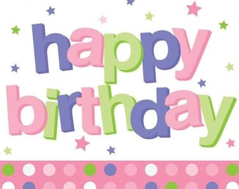 Pink Dots Happy Birthday Beverage Napkins (16)