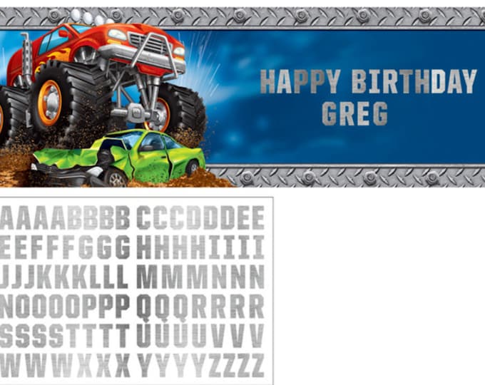 Monster Truck Rally DIY Personalizable Giant Banner - Birthday Party Supplies