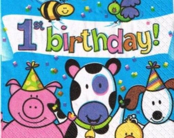 Barnyard Celebration 1st Birthday Beverage Napkins (16)