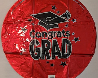 Red Round Graduation Balloon - Grad Party Supplies
