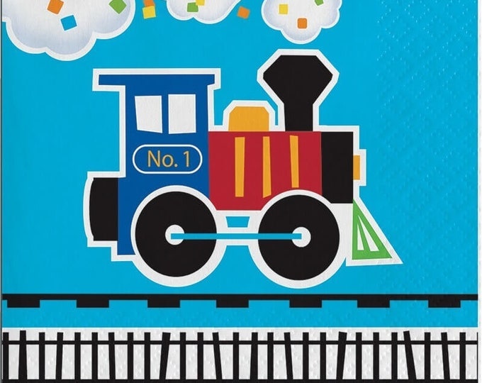 All Aboard Train Party Beverage Napkins (16) - Birthday Party Supplies