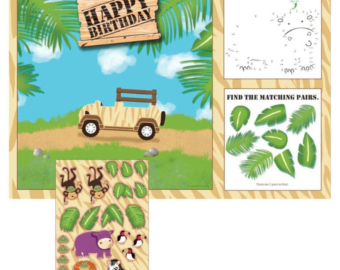Safari Adventures Activity Placemats (8) - Jungle Birthday Party Supplies
