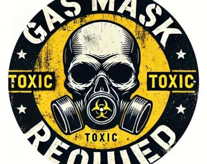 Gas Mask Required Metal Sign - 8x8 Inch