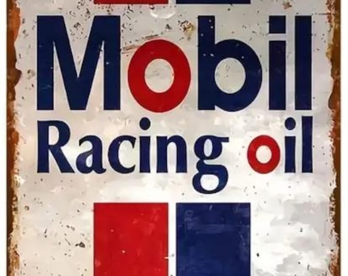 Mobil Racing Oil Vintage Style Metal Sign