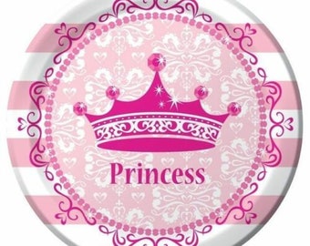 Pink Princess Royalty Dinner Plates (8) - Birthday Party Supplies