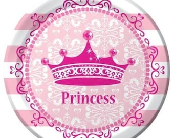 Pink Princess Royalty Dessert Plates (8) - Birthday Party Supplies