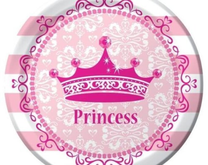 Pink Princess Royalty Dessert Plates (8) - Birthday Party Supplies