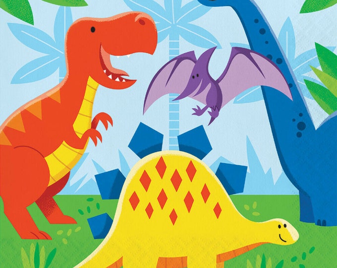 Dinosaur Friends Lunch Napkins (16) - Birthday Party Supplies