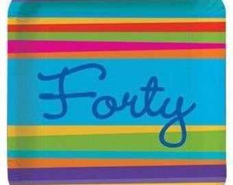 Birthday Stripes Age 40 Plates (8)