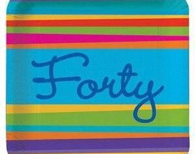 Birthday Stripes Age 40 Plates (8)