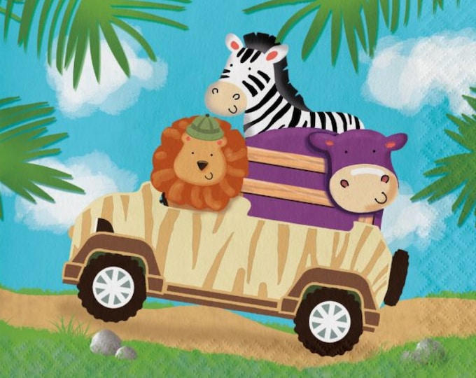 Safari Adventures Lunch Napkins (16) - Jungle Birthday Party Supplies