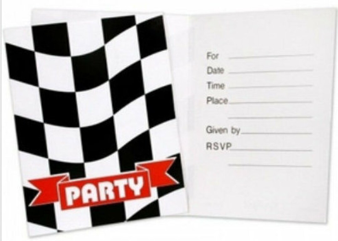 Checkered Flag Race Party Invitations 8 NASCAR Racing Birthday Party