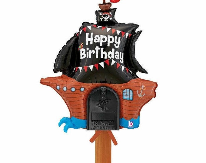 34" Pirate Ship Foil Mailbox Happy Birthday Balloon