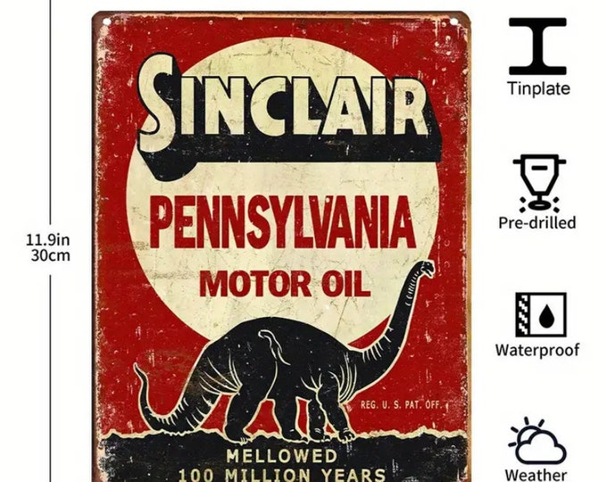 Sinclair Pennsylvania Motor Oil Metal Sign - 8x12 Inch