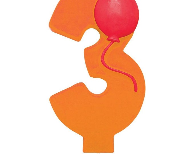Number 3 Birthday Party Candle w/Balloon